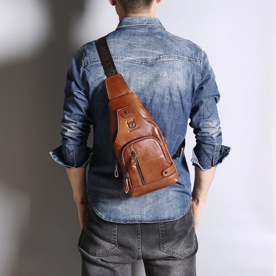 Bullcaptain Genuine Leather USB Charging Large Capacity Business Casual Chest Bag Shoulder Crossbody Bag Bullcaptain Genuine Leather USB Charging Large Capacity Business Casual Chest Bag Shoulder Crossbody Bag