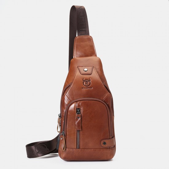 Bullcaptain Genuine Leather USB Charging Large Capacity Business Casual Chest Bag Shoulder Crossbody Bag Bullcaptain Genuine Leather USB Charging Large Capacity Business Casual Chest Bag Shoulder Crossbody Bag