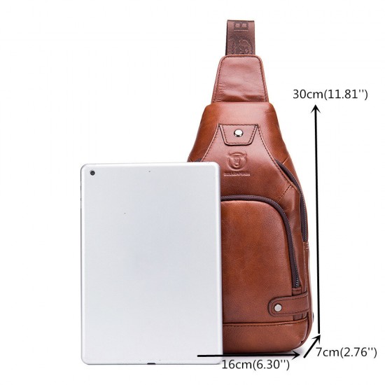 Bullcaptain Genuine Leather USB Charging Large Capacity Business Casual Chest Bag Shoulder Crossbody Bag Bullcaptain Genuine Leather USB Charging Large Capacity Business Casual Chest Bag Shoulder Crossbody Bag