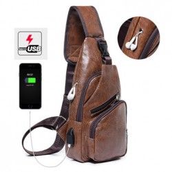 Men Casual Resistant Waterproof Anti Theft Chest Bag Travel Daypack with USB Charging Port