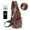 Men Casual Resistant Waterproof Anti Theft Chest Bag Travel Daypack with USB Charging Port