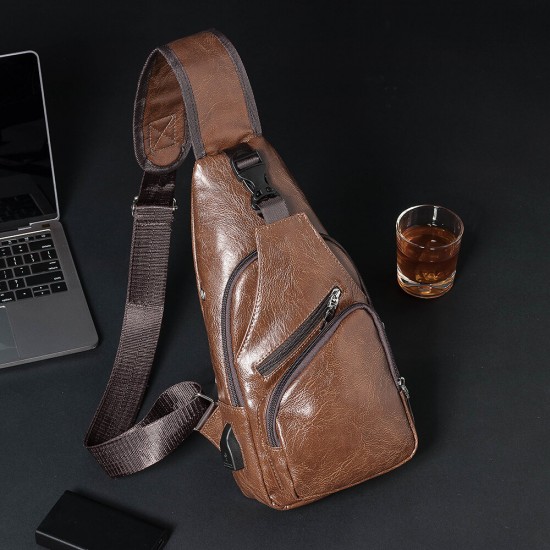 Men Casual Resistant Waterproof Anti Theft Chest Bag Travel Daypack with USB Charging Port Men Casual Resistant Waterproof Anti Theft Chest Bag Travel Daypack with USB Charging Port