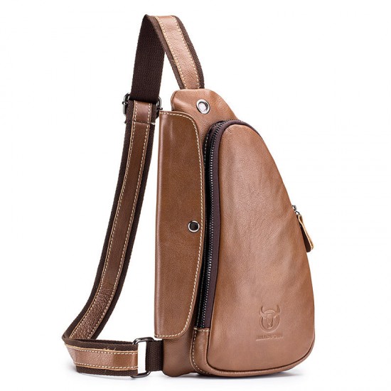 Bullcaptain Men Chest Bag Genuine Leather Sling Bag Solid Crossbody Bag Bullcaptain Men Chest Bag Genuine Leather Sling Bag Solid Crossbody Bag