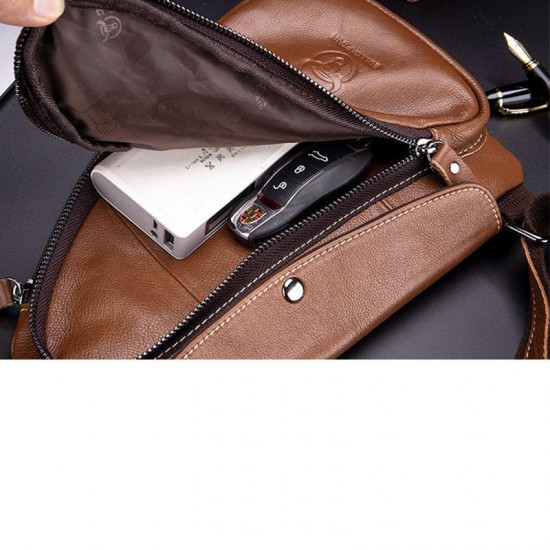 Bullcaptain Men Chest Bag Genuine Leather Sling Bag Solid Crossbody Bag Bullcaptain Men Chest Bag Genuine Leather Sling Bag Solid Crossbody Bag