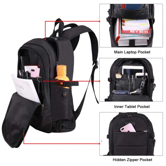 Men Women Large Capacity Fashion Anti-Theft USB Backpack Outdoor Travel Bag Men Women Large Capacity Fashion Anti-Theft USB Backpack Outdoor Travel Bag