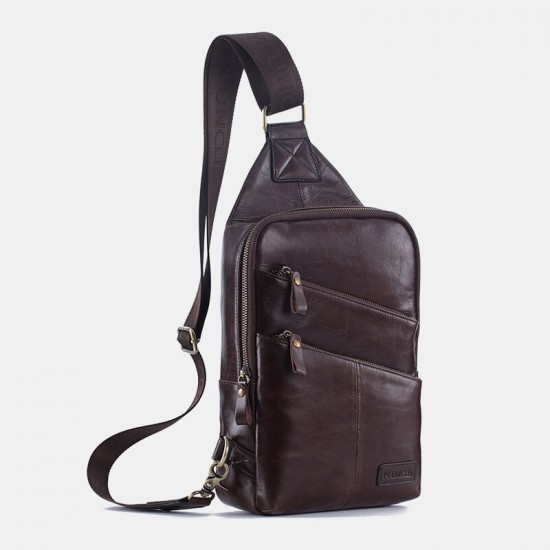 Men Genuine Leather Casual Business Crossbody Bag Chest Bag Outdoor Men Genuine Leather Casual Business Crossbody Bag Chest Bag Outdoor