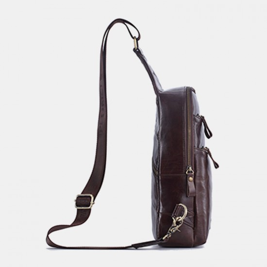 Men Genuine Leather Casual Business Crossbody Bag Chest Bag Outdoor Men Genuine Leather Casual Business Crossbody Bag Chest Bag Outdoor
