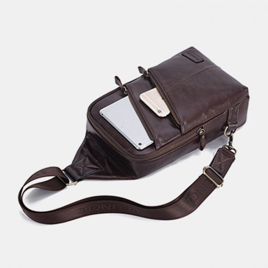 Men Genuine Leather Casual Business Crossbody Bag Chest Bag Outdoor Men Genuine Leather Casual Business Crossbody Bag Chest Bag Outdoor