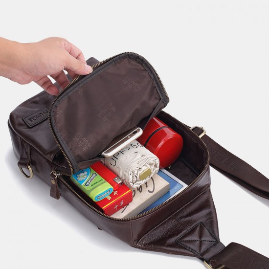 Men Genuine Leather Casual Business Crossbody Bag Chest Bag Outdoor Men Genuine Leather Casual Business Crossbody Bag Chest Bag Outdoor
