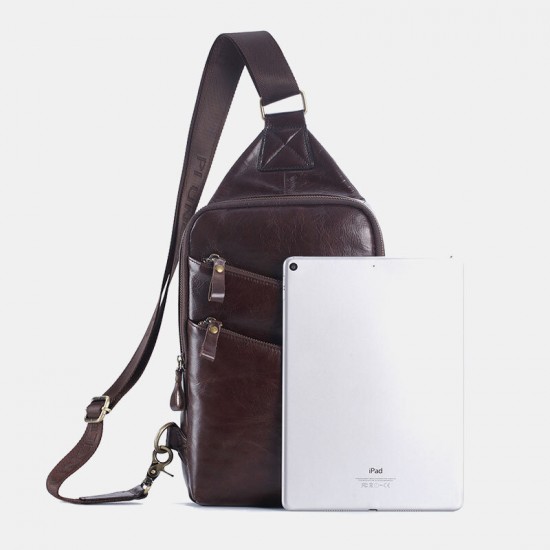 Men Genuine Leather Casual Business Crossbody Bag Chest Bag Outdoor Men Genuine Leather Casual Business Crossbody Bag Chest Bag Outdoor