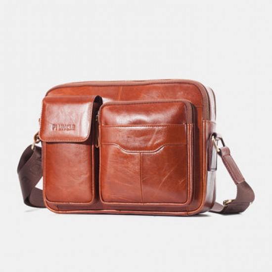 Men Genuine Leather Large Capacity Crossbody Bag Business Bag For Outdoor Business Men Genuine Leather Large Capacity Crossbody Bag Business Bag For Outdoor Business