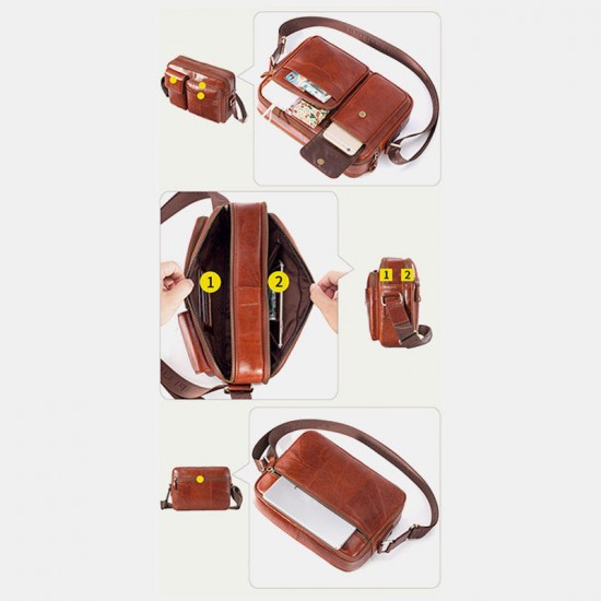 Men Genuine Leather Large Capacity Crossbody Bag Business Bag For Outdoor Business Men Genuine Leather Large Capacity Crossbody Bag Business Bag For Outdoor Business