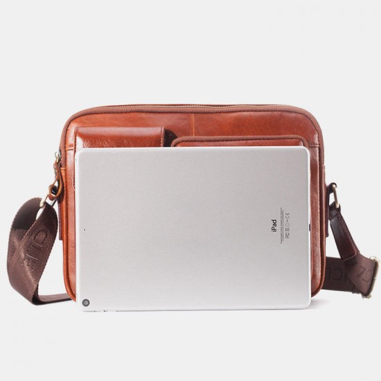 Men Genuine Leather Large Capacity Crossbody Bag Business Bag For Outdoor Business Men Genuine Leather Large Capacity Crossbody Bag Business Bag For Outdoor Business