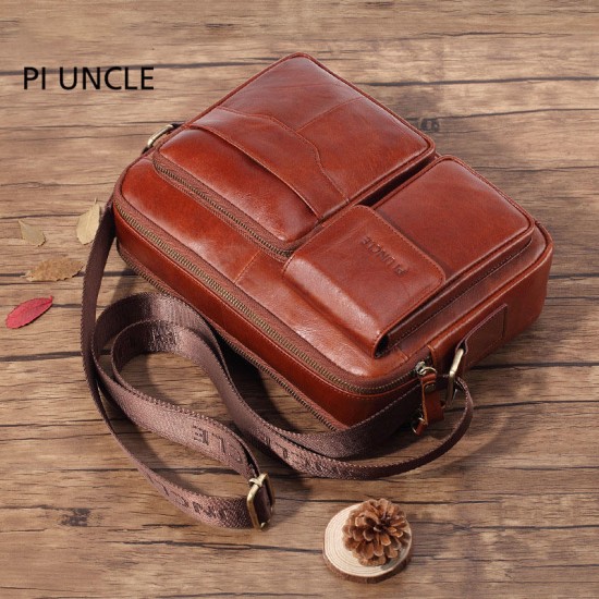 Men Genuine Leather Large Capacity Crossbody Bag Business Bag For Outdoor Business Men Genuine Leather Large Capacity Crossbody Bag Business Bag For Outdoor Business