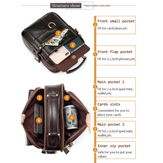 Men Genuine Leather Large Capacity Shoulder Bag Handbag Men Genuine Leather Large Capacity Shoulder Bag Handbag