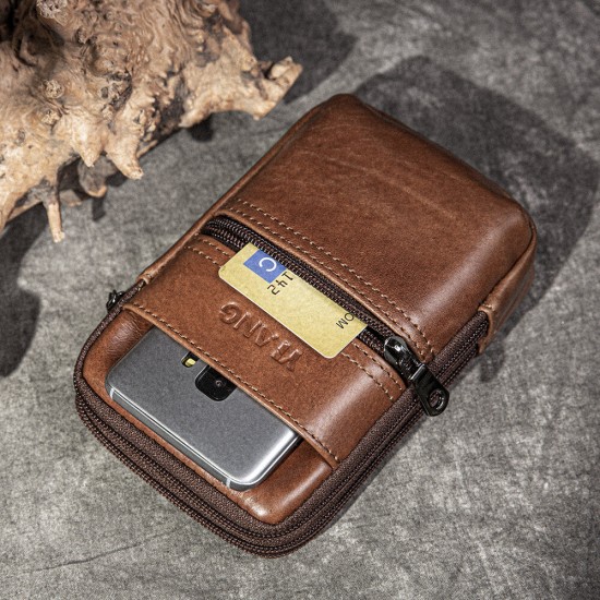 Men Genuine Leather Multi-pocket Casual Waist Bag 6.3 inch Phone Bag EDC Bag Men Genuine Leather Multi-pocket Casual Waist Bag 6.3 inch Phone Bag EDC Bag