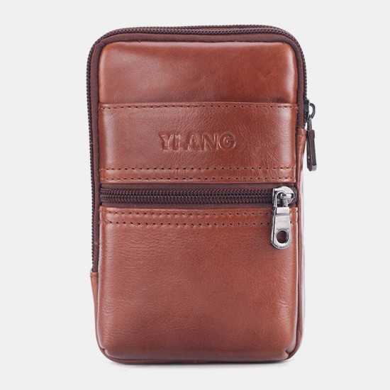 Men Genuine Leather Multi-pocket Casual Waist Bag 6.3 inch Phone Bag EDC Bag Men Genuine Leather Multi-pocket Casual Waist Bag 6.3 inch Phone Bag EDC Bag