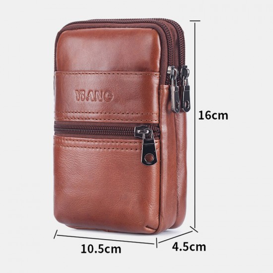 Men Genuine Leather Multi-pocket Casual Waist Bag 6.3 inch Phone Bag EDC Bag Men Genuine Leather Multi-pocket Casual Waist Bag 6.3 inch Phone Bag EDC Bag