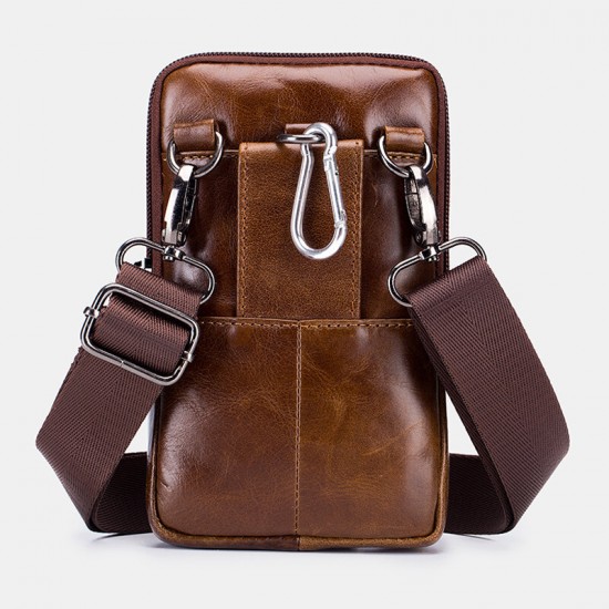 Bullcaptain Retro Genuine Leather Zipper Phone Bag Waist Bag Bullcaptain Retro Genuine Leather Zipper Phone Bag Waist Bag