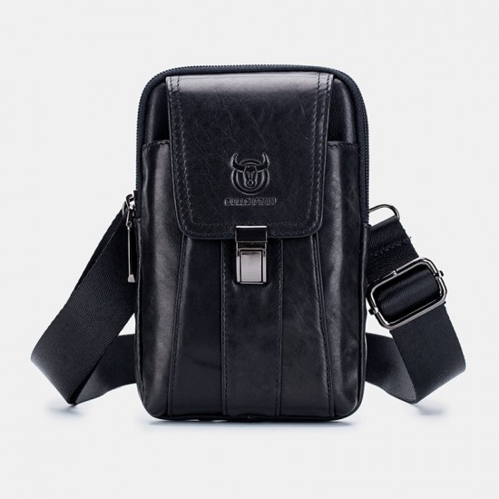 Bullcaptain Retro Genuine Leather Zipper Phone Bag Waist Bag Bullcaptain Retro Genuine Leather Zipper Phone Bag Waist Bag