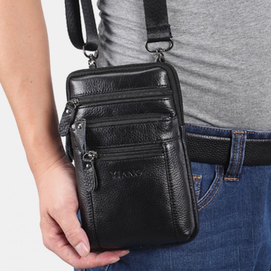 Genuine Leather Waist Bag Multi-pocket Belt Bag Phone Bag Shoulder Bag For Men Genuine Leather Waist Bag Multi-pocket Belt Bag Phone Bag Shoulder Bag For Men