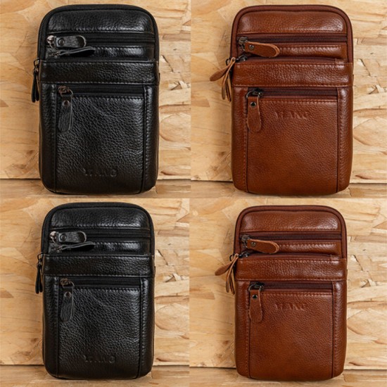 Genuine Leather Waist Bag Multi-pocket Belt Bag Phone Bag Shoulder Bag For Men Genuine Leather Waist Bag Multi-pocket Belt Bag Phone Bag Shoulder Bag For Men
