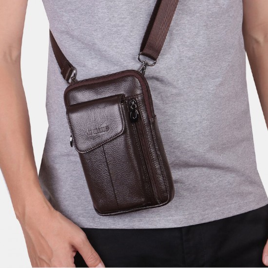 Men Genuine Leather 6.5 Inch Phone Bag Waist Bag Belt Bag Crossbody Bag Men Genuine Leather 6.5 Inch Phone Bag Waist Bag Belt Bag Crossbody Bag