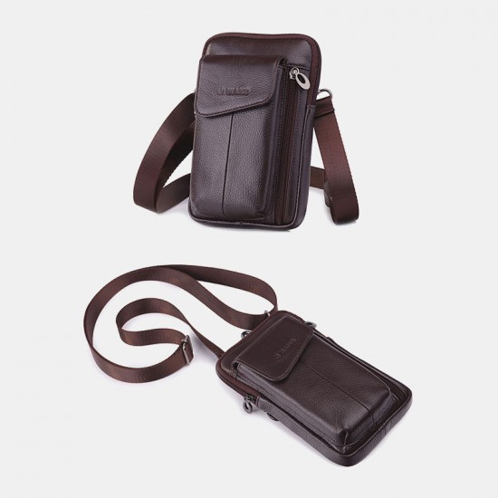 Men Genuine Leather 6.5 Inch Phone Bag Waist Bag Belt Bag Crossbody Bag Men Genuine Leather 6.5 Inch Phone Bag Waist Bag Belt Bag Crossbody Bag