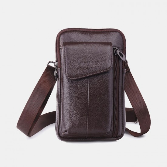 Men Genuine Leather 6.5 Inch Phone Bag Waist Bag Belt Bag Crossbody Bag Men Genuine Leather 6.5 Inch Phone Bag Waist Bag Belt Bag Crossbody Bag