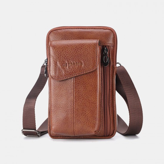 Men Genuine Leather 6.5 Inch Phone Bag Waist Bag Belt Bag Crossbody Bag Men Genuine Leather 6.5 Inch Phone Bag Waist Bag Belt Bag Crossbody Bag