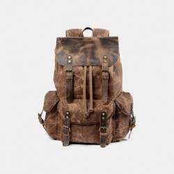Men Vintage Canvas Leather Backpack Travel Bag Camping Bag