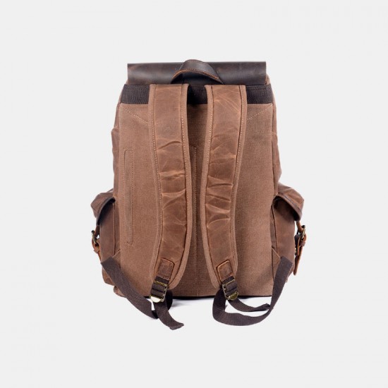Men Vintage Canvas Leather Backpack Travel Bag Camping Bag Men Vintage Canvas Leather Backpack Travel Bag Camping Bag