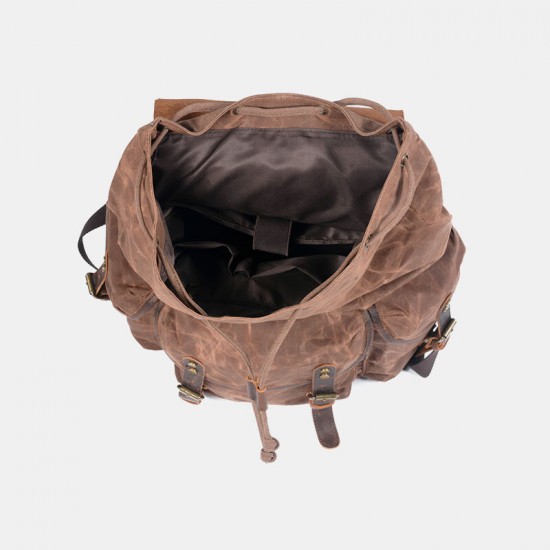 Men Vintage Canvas Leather Backpack Travel Bag Camping Bag Men Vintage Canvas Leather Backpack Travel Bag Camping Bag