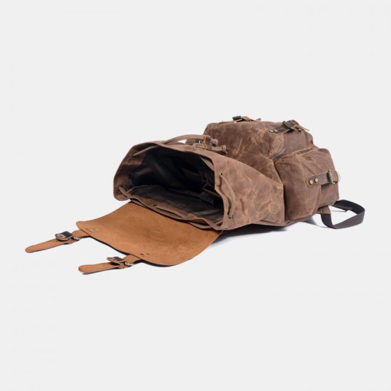Men Vintage Canvas Leather Backpack Travel Bag Camping Bag Men Vintage Canvas Leather Backpack Travel Bag Camping Bag