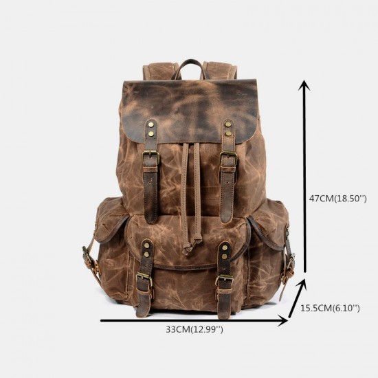Men Vintage Canvas Leather Backpack Travel Bag Camping Bag Men Vintage Canvas Leather Backpack Travel Bag Camping Bag