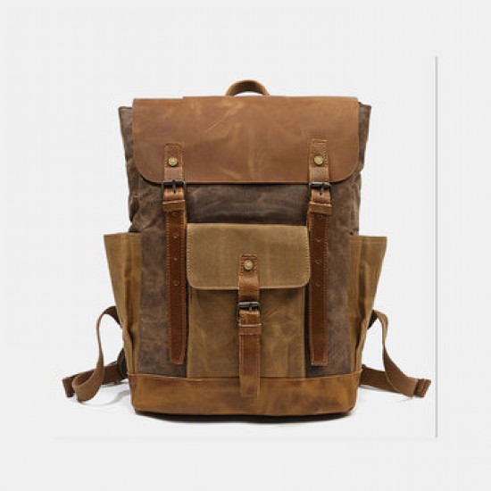 Men Retro Vintage Canvas Leather Backpack Sports Climbing Bag Travel Anti-theft Backpack Men Retro Vintage Canvas Leather Backpack Sports Climbing Bag Travel Anti-theft Backpack