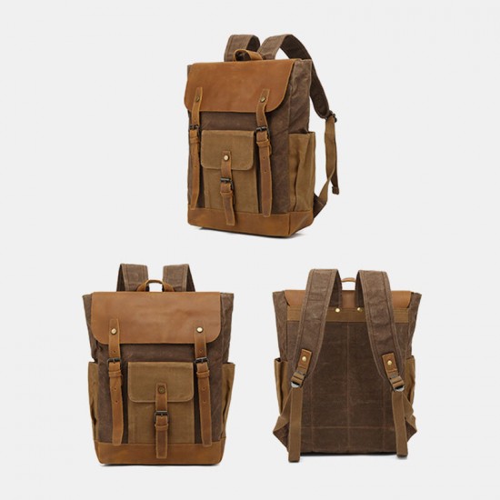Men Retro Vintage Canvas Leather Backpack Sports Climbing Bag Travel Anti-theft Backpack Men Retro Vintage Canvas Leather Backpack Sports Climbing Bag Travel Anti-theft Backpack