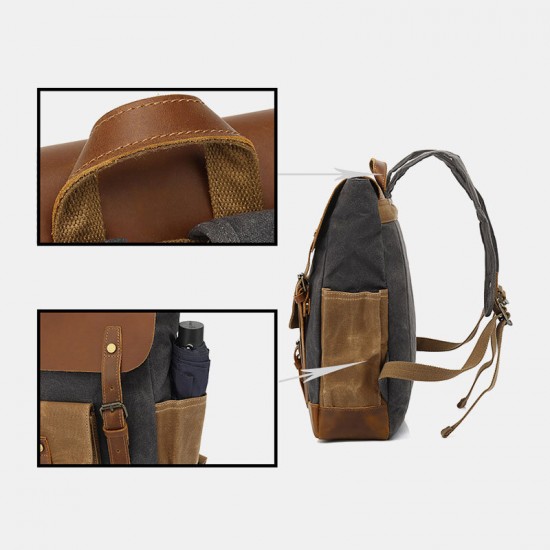 Men Retro Vintage Canvas Leather Backpack Sports Climbing Bag Travel Anti-theft Backpack Men Retro Vintage Canvas Leather Backpack Sports Climbing Bag Travel Anti-theft Backpack