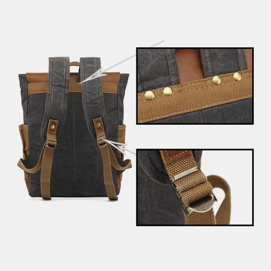 Men Retro Vintage Canvas Leather Backpack Sports Climbing Bag Travel Anti-theft Backpack Men Retro Vintage Canvas Leather Backpack Sports Climbing Bag Travel Anti-theft Backpack
