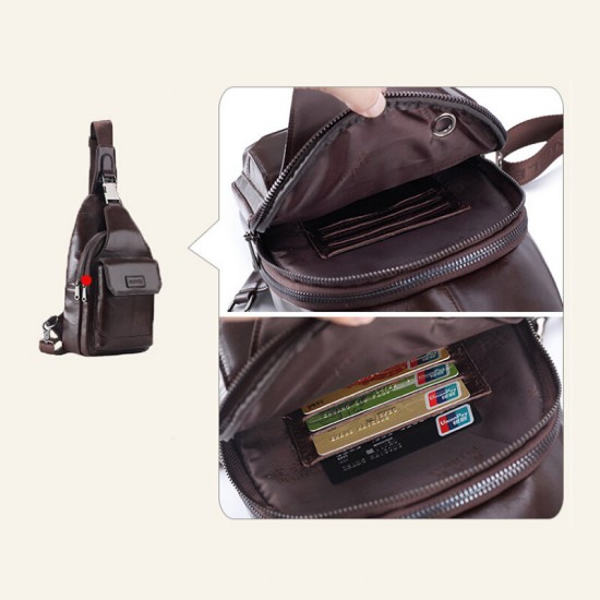 Men Genuine Leather New Vinatge Large Capacity Chest Bag Shoulder Bag Crossbody Bag Men Genuine Leather New Vinatge Large Capacity Chest Bag Shoulder Bag Crossbody Bag
