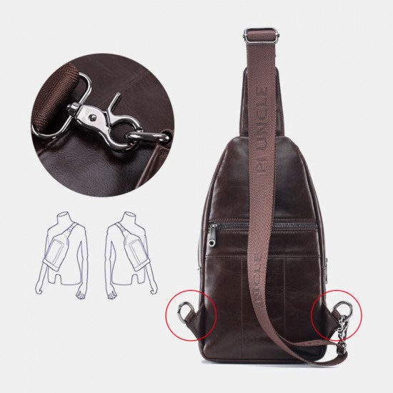 Men Genuine Leather New Vinatge Large Capacity Chest Bag Shoulder Bag Crossbody Bag Men Genuine Leather New Vinatge Large Capacity Chest Bag Shoulder Bag Crossbody Bag