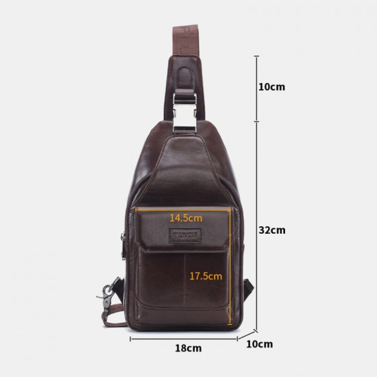 Men Genuine Leather New Vinatge Large Capacity Chest Bag Shoulder Bag Crossbody Bag Men Genuine Leather New Vinatge Large Capacity Chest Bag Shoulder Bag Crossbody Bag