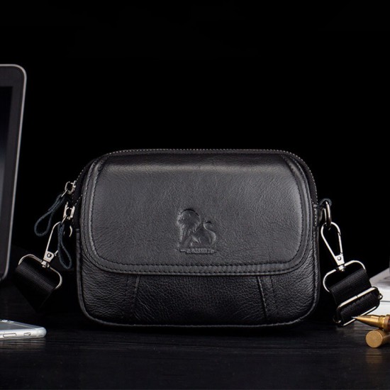 Men Genuine Leather Retro 7.5 Inch Phone Bag Cross Body Bag Waist Bag With Belt Loop Men Genuine Leather Retro 7.5 Inch Phone Bag Cross Body Bag Waist Bag With Belt Loop