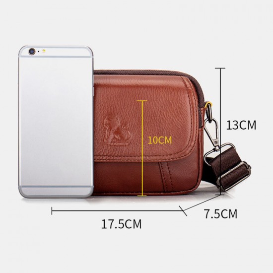 Men Genuine Leather Retro 7.5 Inch Phone Bag Cross Body Bag Waist Bag With Belt Loop Men Genuine Leather Retro 7.5 Inch Phone Bag Cross Body Bag Waist Bag With Belt Loop