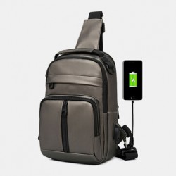 Men Polyester Multi-carry  Medium Capacity With USB Charging Chest Bag Shoulder Bag