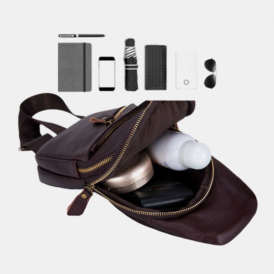 Men Genuine Leather Multi-Layers Light Weight Crossbody Bag Chest Bag Sling Bag Men Genuine Leather Multi-Layers Light Weight Crossbody Bag Chest Bag Sling Bag