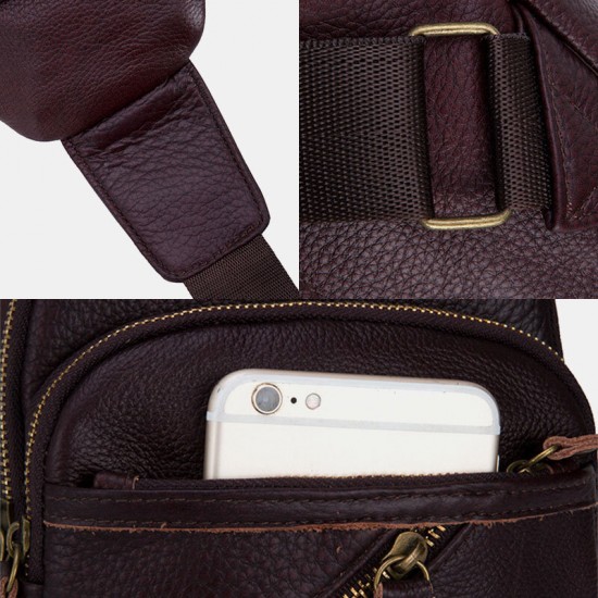 Men Genuine Leather Multi-Layers Light Weight Crossbody Bag Chest Bag Sling Bag Men Genuine Leather Multi-Layers Light Weight Crossbody Bag Chest Bag Sling Bag