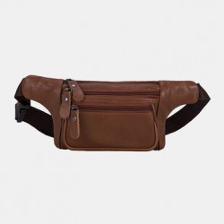 Men Genuine Leather Three-layer Waterproof Large-capacity Multifunctional Crossbody Bag Chest Bag Sling Bag
