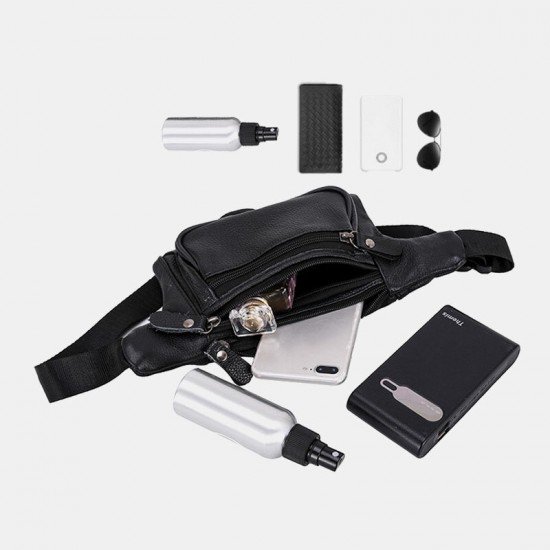 Men Genuine Leather Three-layer Waterproof Large-capacity Multifunctional Crossbody Bag Chest Bag Sling Bag Men Genuine Leather Three-layer Waterproof Large-capacity Multifunctional Crossbody Bag Chest Bag Sling Bag