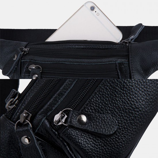 Men Genuine Leather Three-layer Waterproof Large-capacity Multifunctional Crossbody Bag Chest Bag Sling Bag Men Genuine Leather Three-layer Waterproof Large-capacity Multifunctional Crossbody Bag Chest Bag Sling Bag